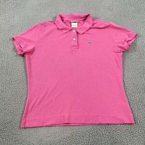 Lacoste Shirt Womens 46 Pink Stretch Pique Polo Short Sleeve Croc Logo Top